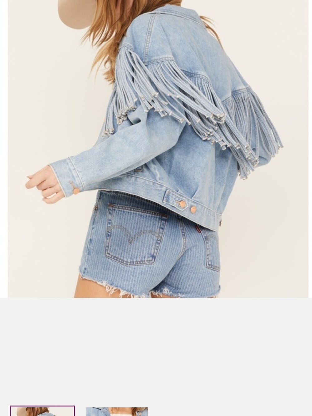 Wrangler Light Blue Denim Fringe Jacket